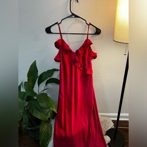 A New Day - XS Red Satin Long Dress